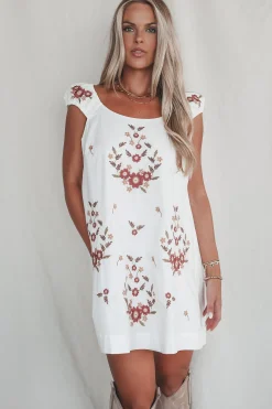 A Good Feeling About This White Floral Embroidered Mini Dress