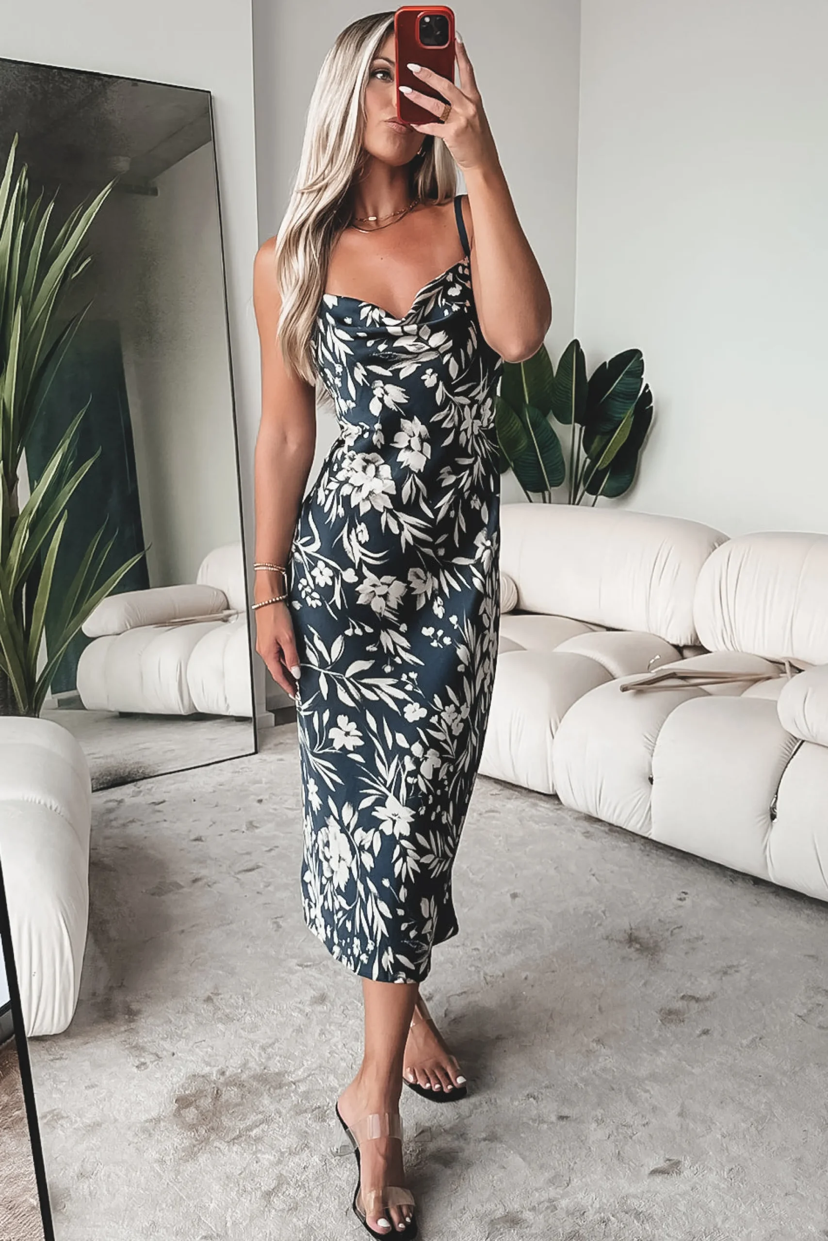 A Nice Evening Navy Satin Low Back Maxi Dress