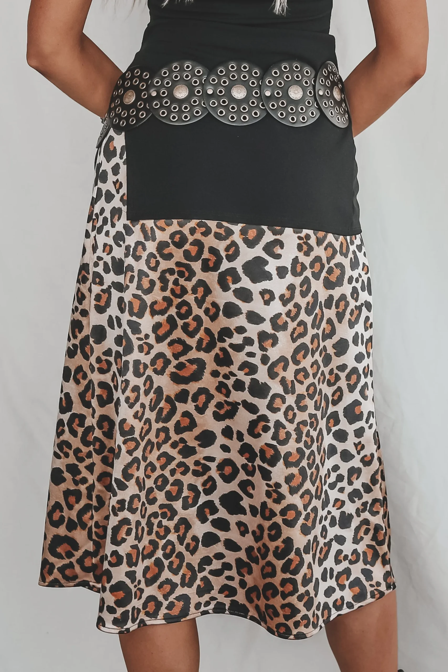 All Eyes On Me Leopard Print Satin Midi Skirt