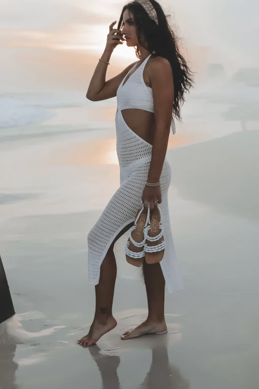 Beach Boho Midi Knit Cover Up Dress