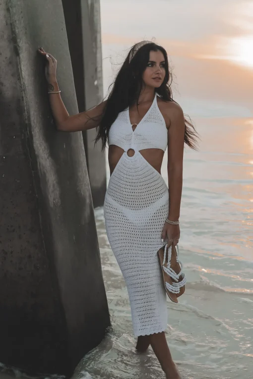 Beach Boho Midi Knit Cover Up Dress