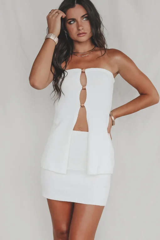 Better Than The Next Knit Cut Out Strapless Top