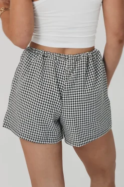 Breaking Free Black And White Gingham Shorts