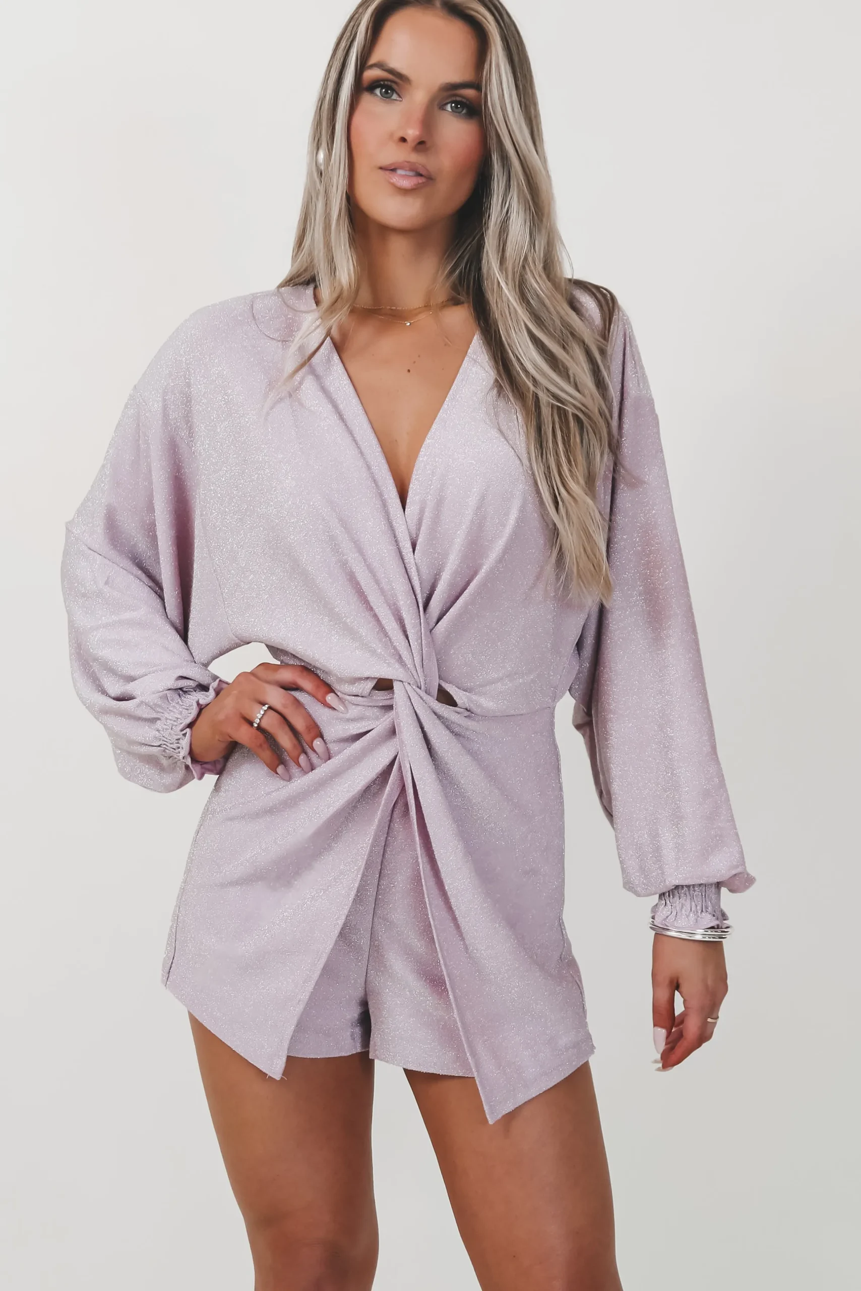 Brightest In The Room Light Purple Shimmer Romper