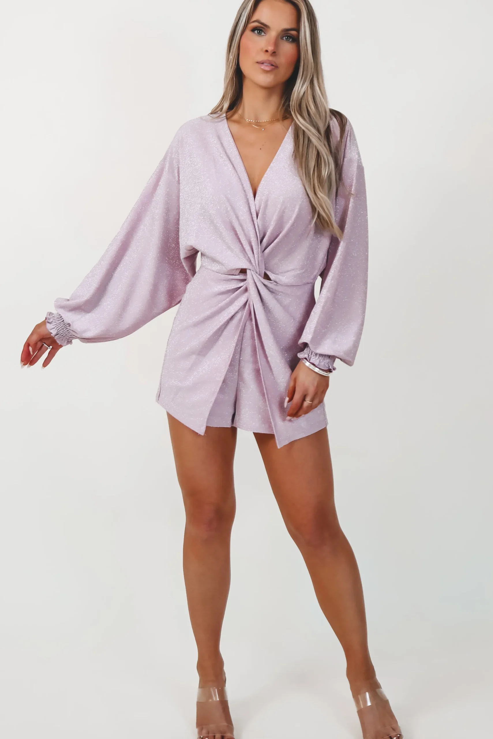 Brightest In The Room Light Purple Shimmer Romper
