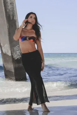 Call Me When It’s Warm Knit Slit Midi Skirt