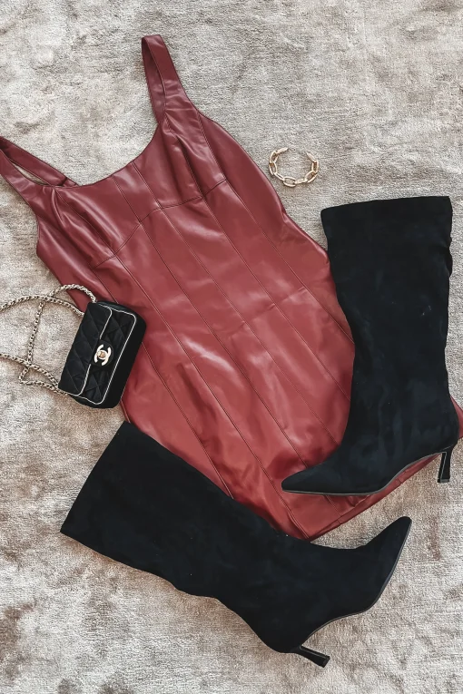 Calling Your Phone Corset Leather Mini Dress