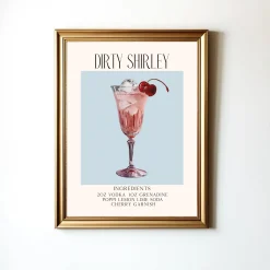 Cocktail Poster The Dirty Shirley Temple Drink Recipe Barcart Picture