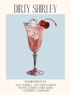 Cocktail Poster The Dirty Shirley Temple Drink Recipe Barcart Picture