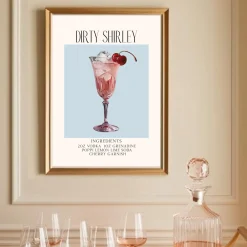Cocktail Poster The Dirty Shirley Temple Drink Recipe Barcart Picture