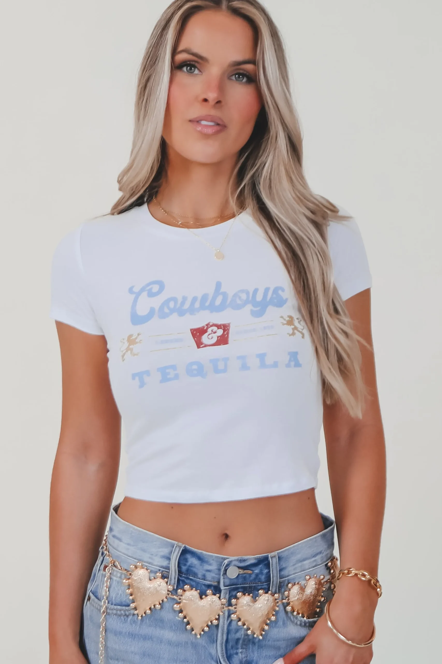 Cowboys & Tequila Babydoll Graphic Fitted Babydoll Tee