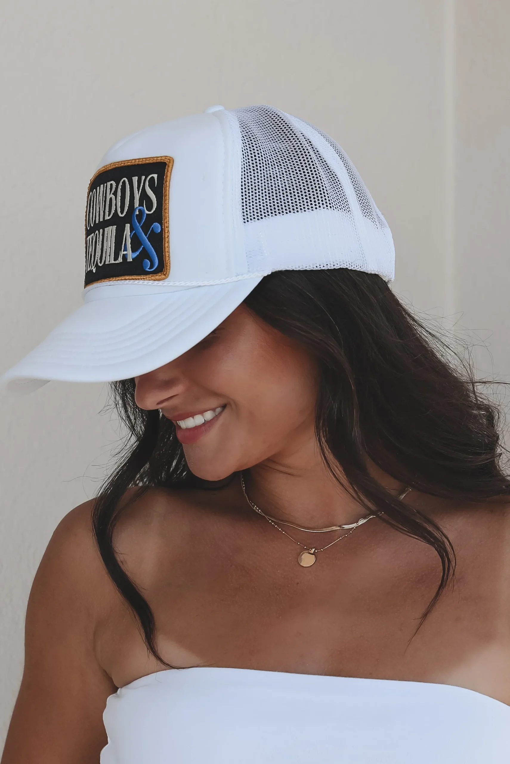 Cowboys & Tequila White Patch Tracker Hat