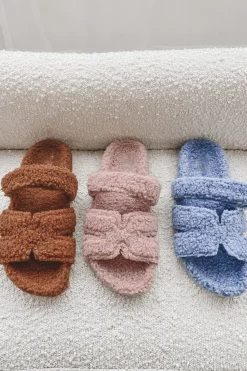 DEAL Comfy Is The New Cool Blue Furry Slipper Slides