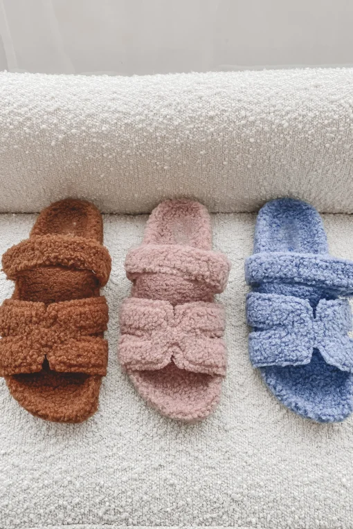 DEAL Comfy Is The New Cool Blue Furry Slipper Slides