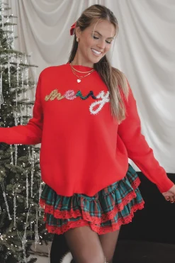 DEAL Merry As Me Me Red Tinsel Sweater