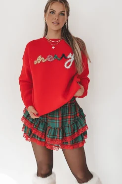 DEAL Merry As Me Me Red Tinsel Sweater