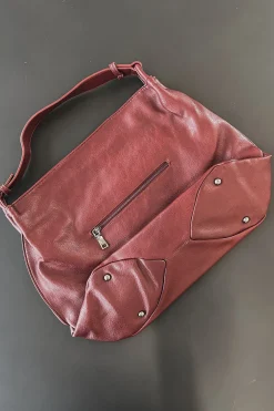 DEAL Sophisticated Is My Middle Name Vegan Leather Burgundy Tote Shoul