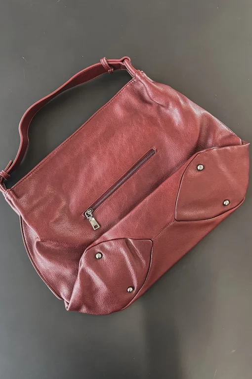 DEAL Sophisticated Is My Middle Name Vegan Leather Burgundy Tote Shoul