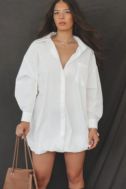 Dress Up Nice Bubble Button Up Shirt Dress