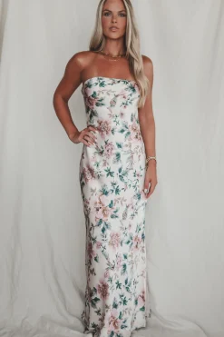 Eyes On You Obviously Ivory Satin Strapless Maxi Dress