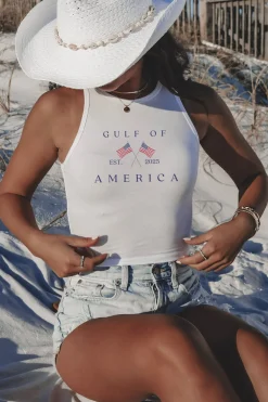Gulf Of America Cropped High Neck Tank Top