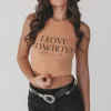 I Love Cowboys High Neck Western Graphic Cropped Fitted Tank