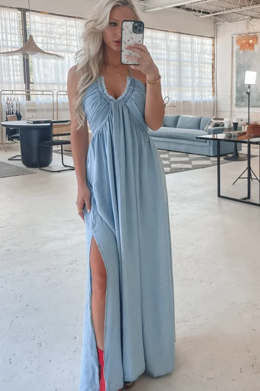 Into The Wind Blue Maxi Dress