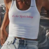 It’s The Tequila Talking White Fitted Cropped Graphic Tank