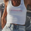 It’s The Whiskey Talking White Fitted Cropped Graphic Tank