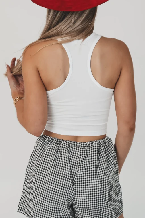 It’s The Whiskey Talking White Fitted Cropped Graphic Tank