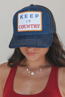 Keep It Country Denim Patch Trucker Hat