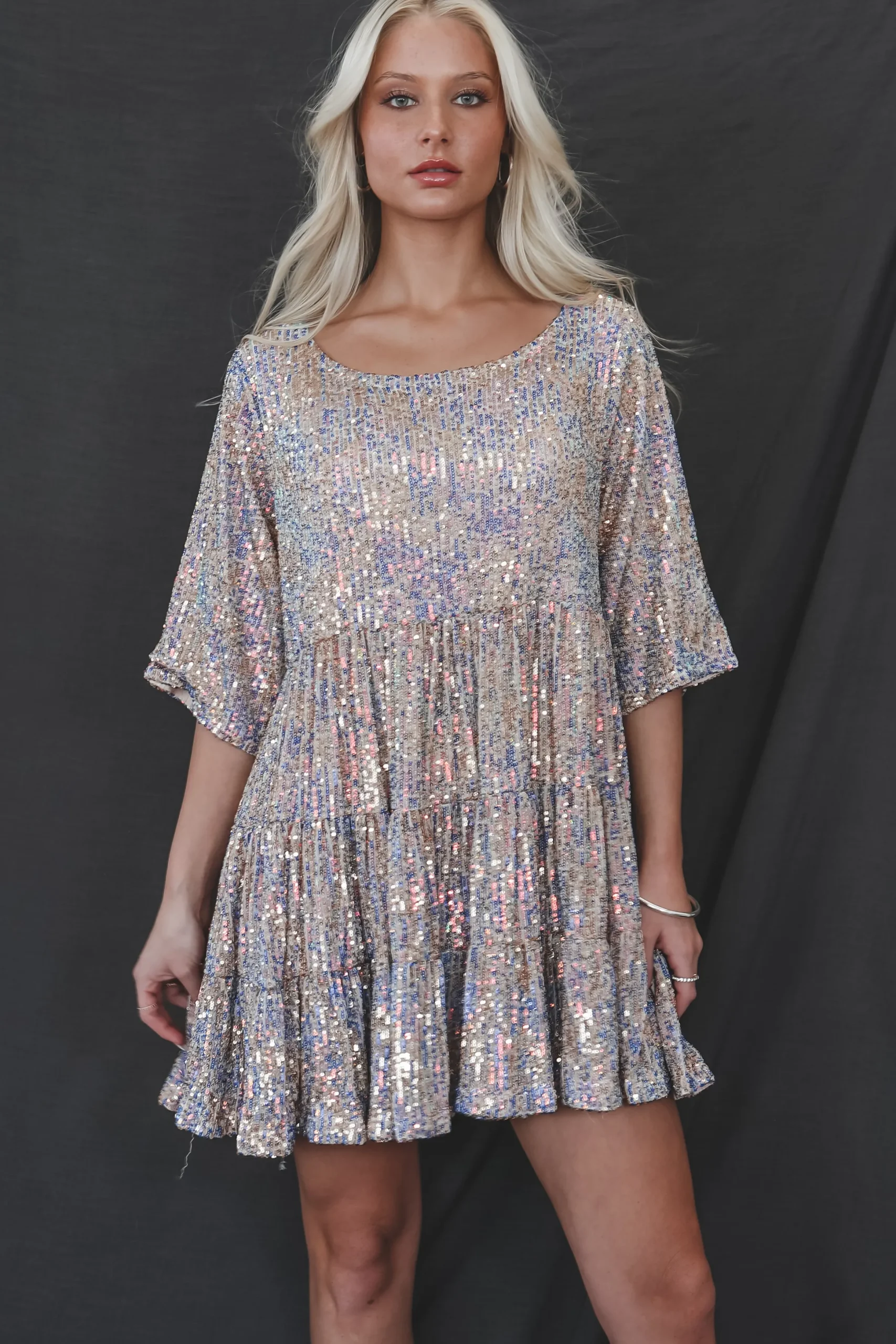 My Queen Unicorn Sequin Babydoll Dress