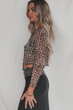 My Wild Side Is Showing Leopard Mesh Tie Top