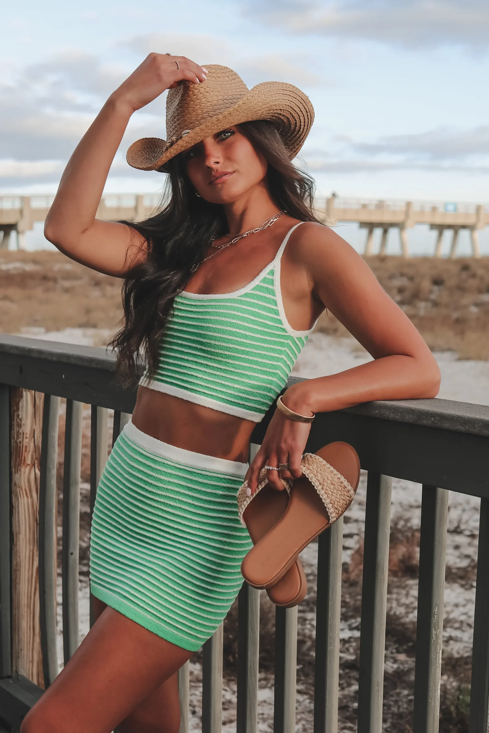 Needed By The Sea Striped Two Piece Set