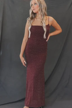 Oh So Stylish Burgundy Sparkle Maxi Dress