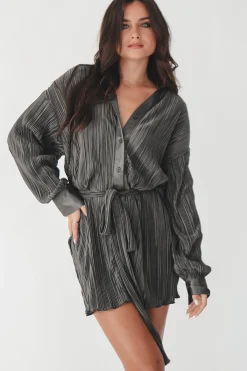 Out And About Button Up Collard Shirt Dress