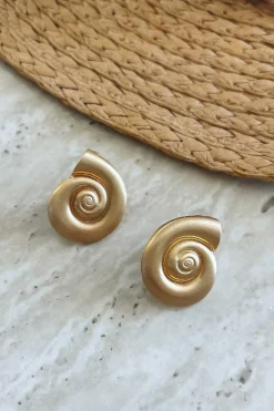 Playing Mermaids Gold Sea Shell Earrings