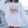 Salty State Of Mind White Graphic Crew Neck Top