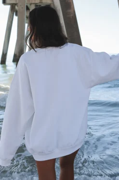 Salty State Of Mind White Graphic Crew Neck Top