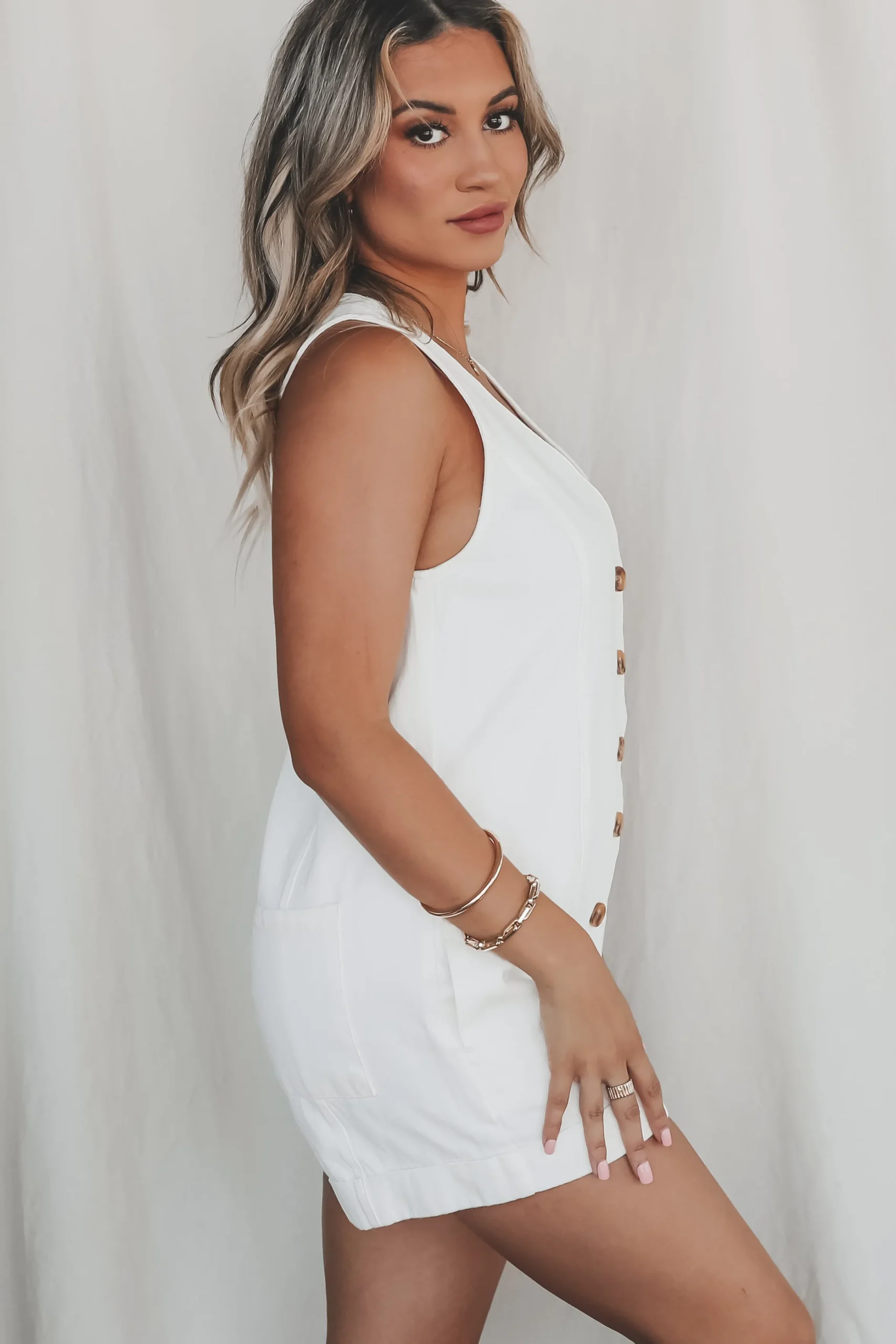 SHOW ME YOUR MUMU White Denim San Diego Romper