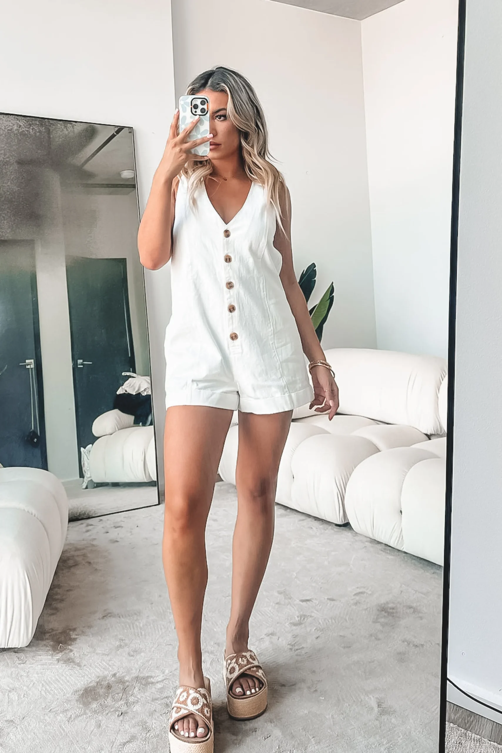 SHOW ME YOUR MUMU White Denim San Diego Romper