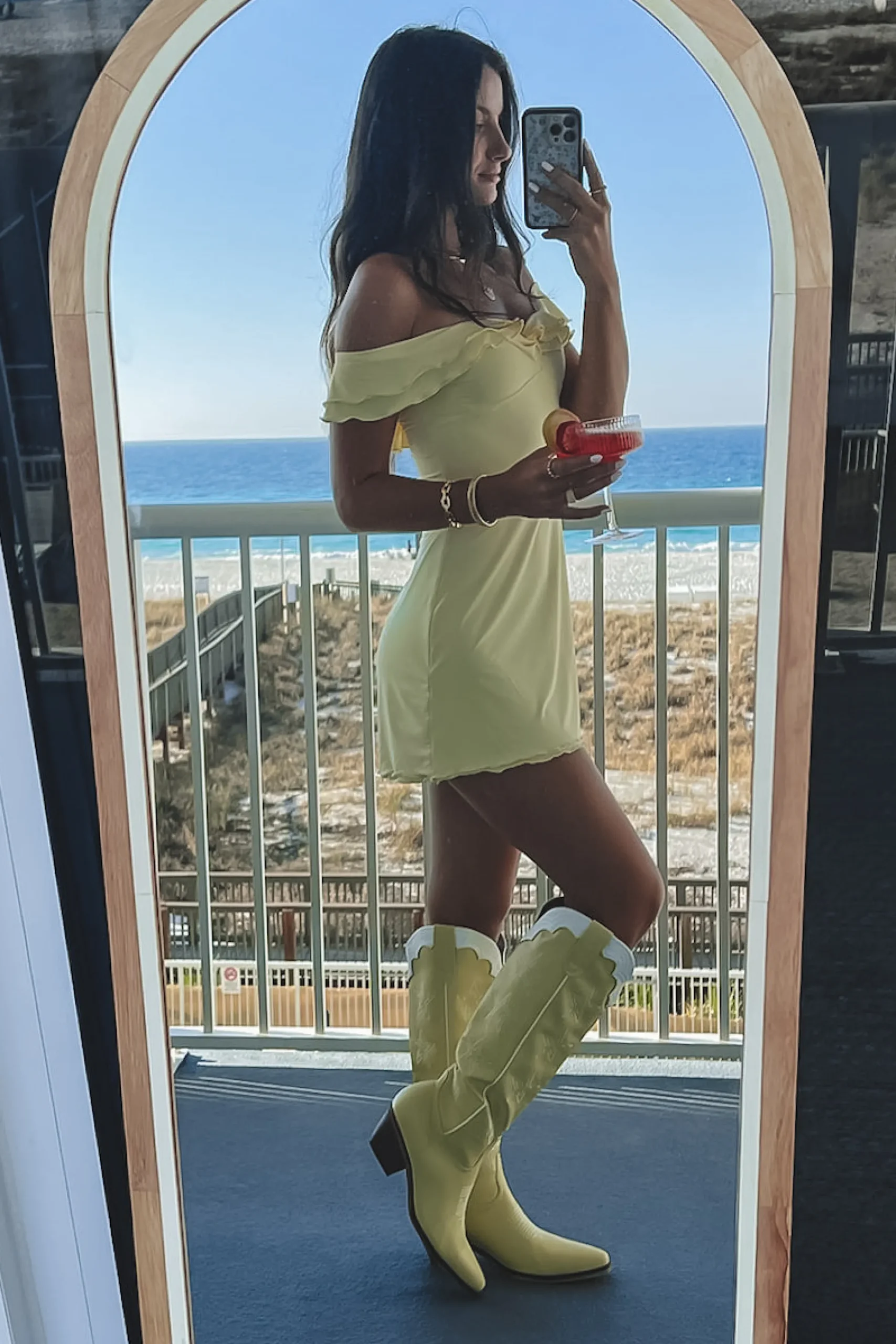 So On Trend Light Yellow Off The Shoulder Ruffle Dress