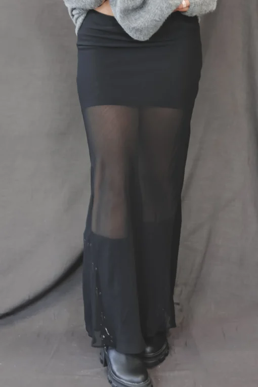 Something Spicy Black Sheer Maxi Skirt