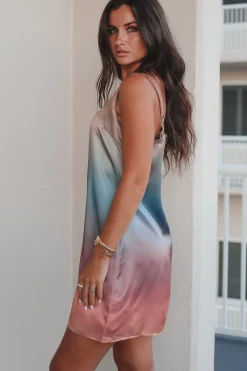Sunset Sweetie Ombré Satin Mini Dress
