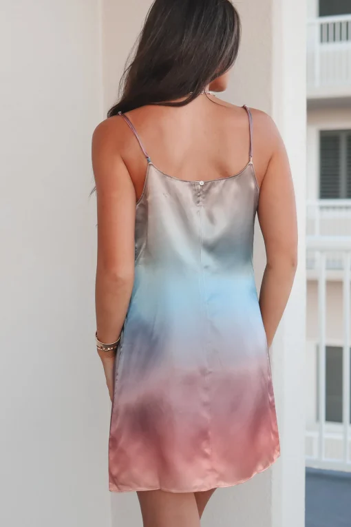 Sunset Sweetie Ombré Satin Mini Dress