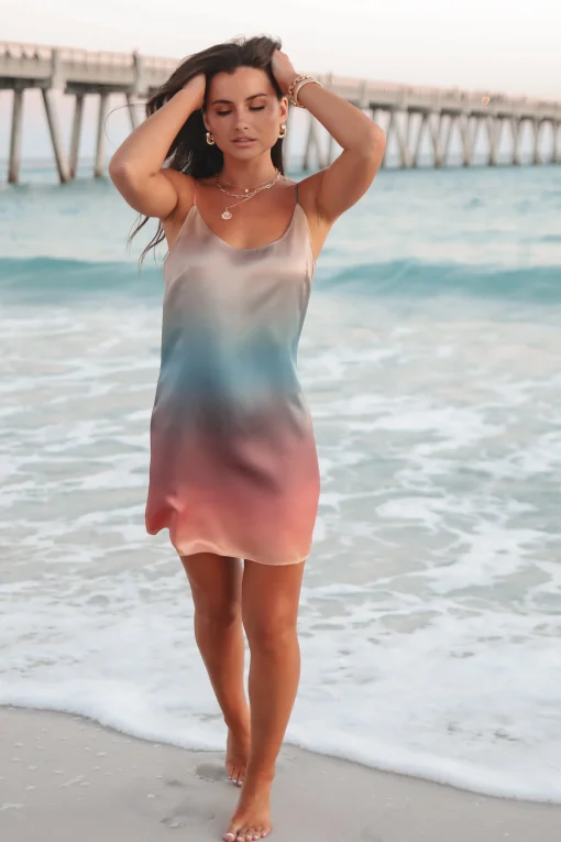 Sunset Sweetie Ombré Satin Mini Dress