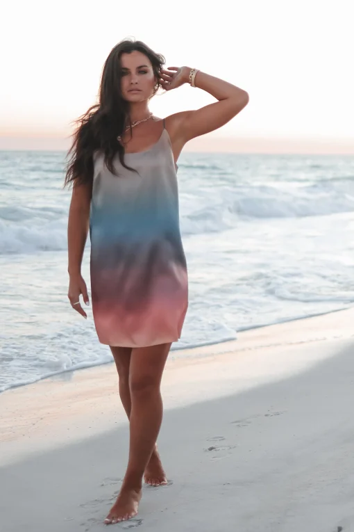 Sunset Sweetie Ombré Satin Mini Dress