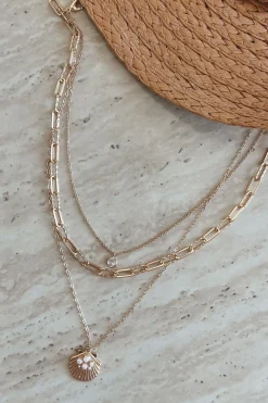The Sea Is Calling Gold Shell Layered Necklace