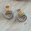 Two Fab To Care Two Tone Gold And Silver Hoop Earrings