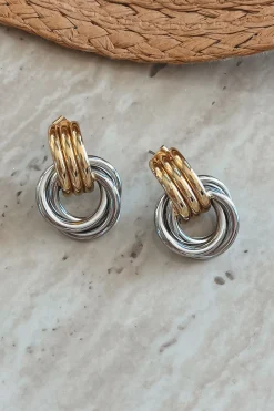 Two Fab To Care Two Tone Gold And Silver Hoop Earrings